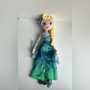 Disney Store Frozen Elsa Plush Doll - Frozen Fever Blue and Green Dress No Tag